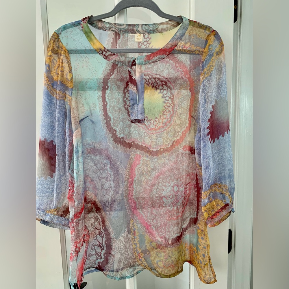 Beautiful semi transparent India style print blouse